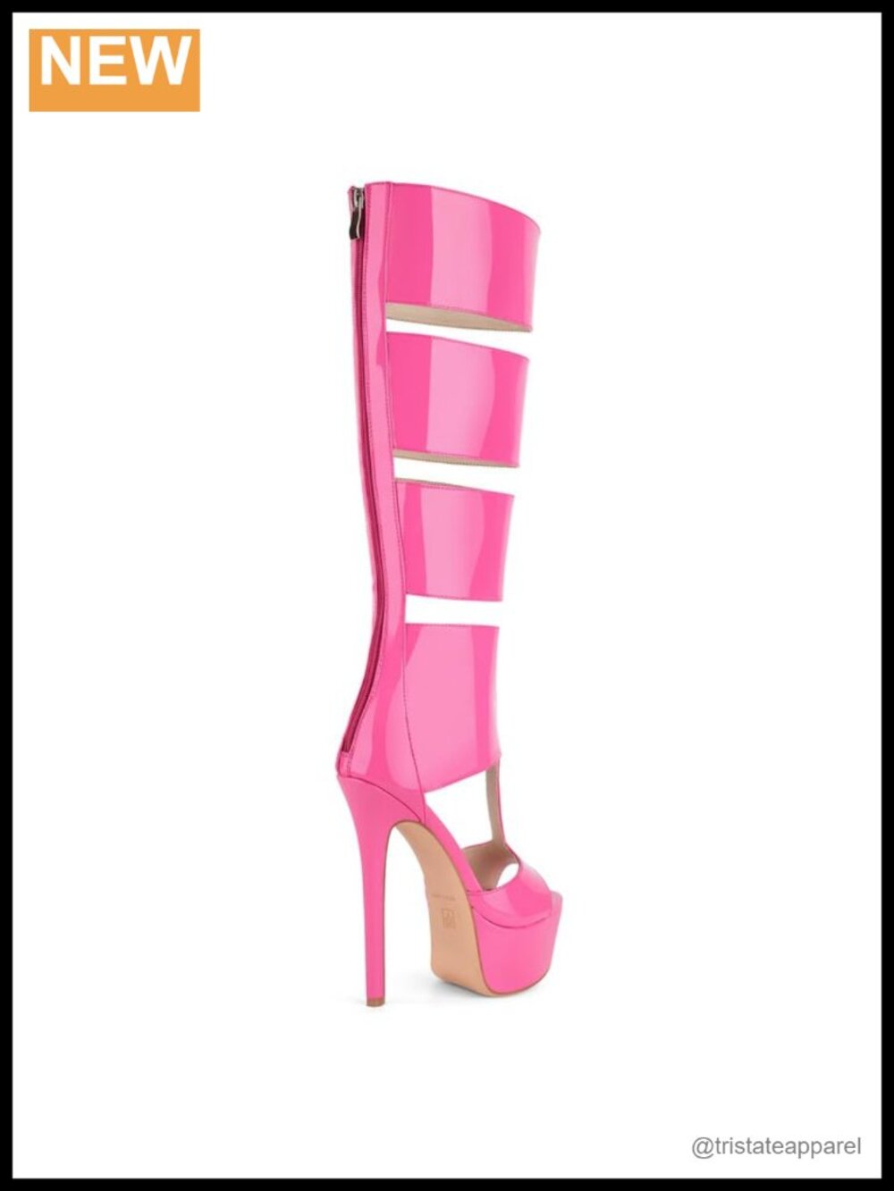 Faux Leather Gladiator Knee High Stiletto Heeled Sandals Peep Toe Platform - Picture 4 of 5